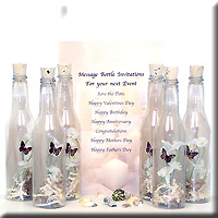 MESSAGE BOTTLE INVITATION - BUTTERFLY AND DAISIES