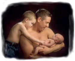 Father with his children on Father's Day